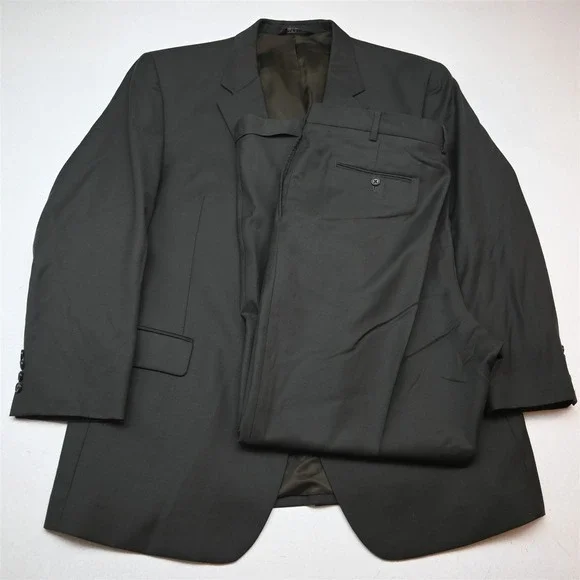 Jos A Bank 48L 40x34 Dark Green 100% Wool Mens Jacket Pants Suit