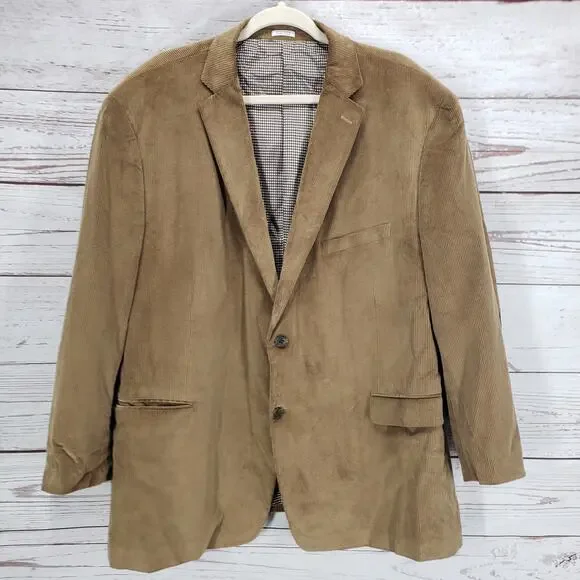 Saddlebred Men's Brown Cotton Corduroy Elbow Patch Sportscoat Size 50R