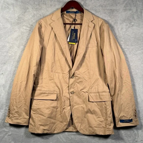 Polo Ralph Lauren Blazer Mens 38R Tan Modern Fit Unconstructed Sport Coat Jacket