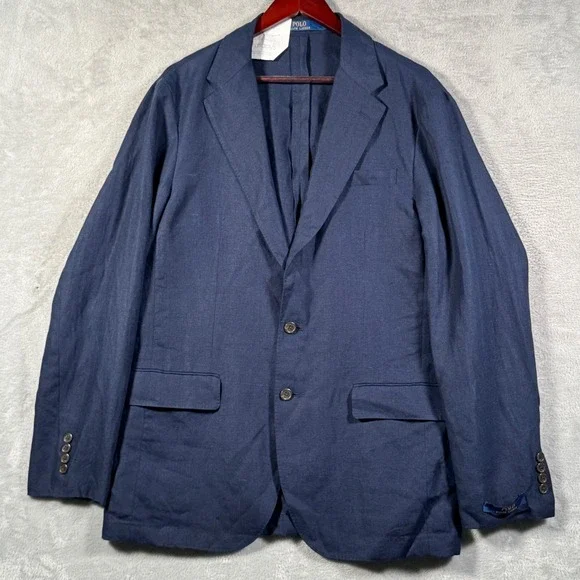 Polo Ralph Lauren Blazer Mens 42L Navy Soft Linen Modern Fit Sport Coat $448