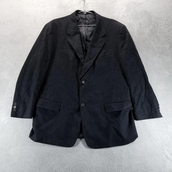 VTG J Crew Suit Jacket Mens 46R Black‎ Wool Made In USA 2 Button Office Career