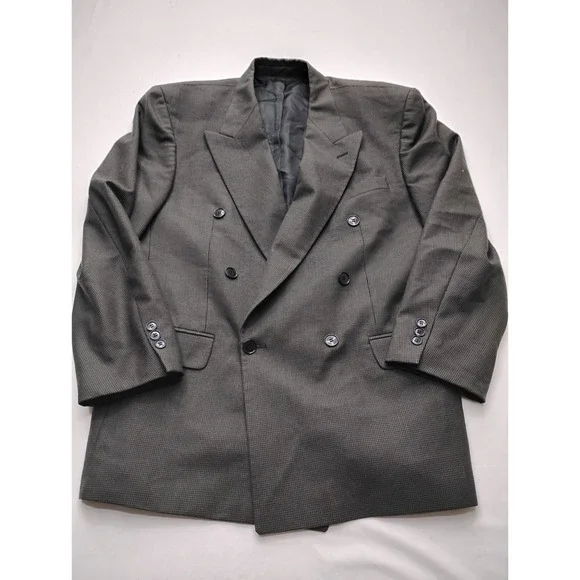 KASPER Wool Double Breasted Blazer Mens size 42 Gray