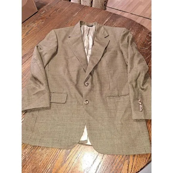 42R Jos A Banks Tan Brown Notch Lapel 2 Button Single Vent Wool Suit Coat Jacket