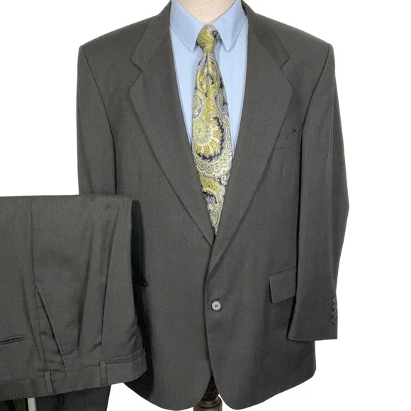 Stafford Executive Suit Men 46 35W 29.5L Dark‎ Green Hartmax Career Wool