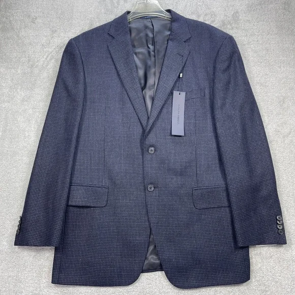 Joseph Abboud Sport Coat Mens 44R Navy Frank Vogel Micro Grid Silk Wool Blend