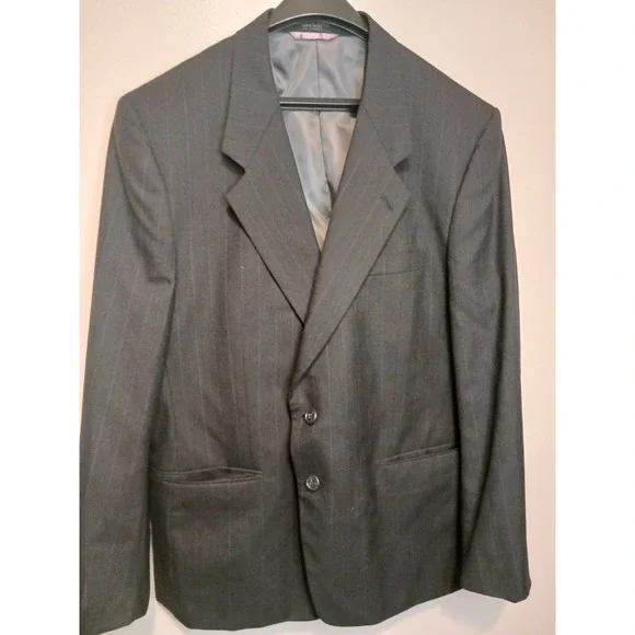 100%‎ Pure Wool Andre Vacor Grey Mens Career Business Suit Jacket Blazer 42L