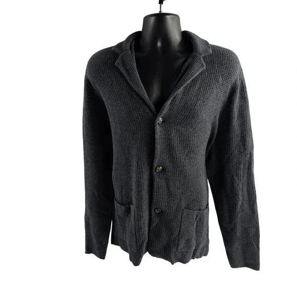 NWT Jos A‎ Bank Reserve Mens Gray Wool Blend Button Front Knit Blazer Jacket L