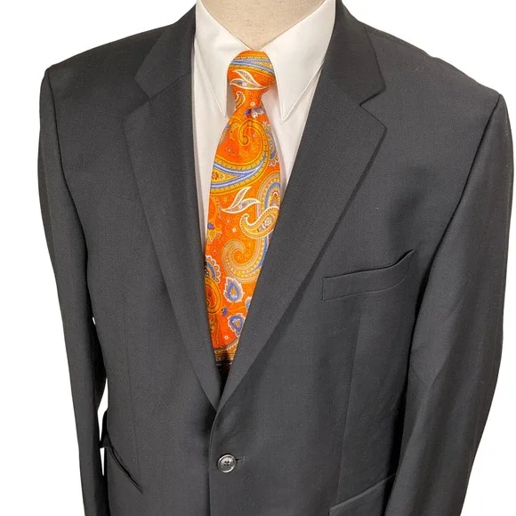 BOSS Hugo Boss Blazer‎ Mens 46R Black Grand/Central US 2-Button Formal Luxury
