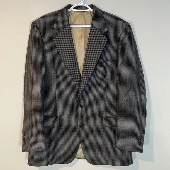 Racquet Club Mens Houndstooth Blazer Sport Coat‎ Wool Two Button 46R Colorful