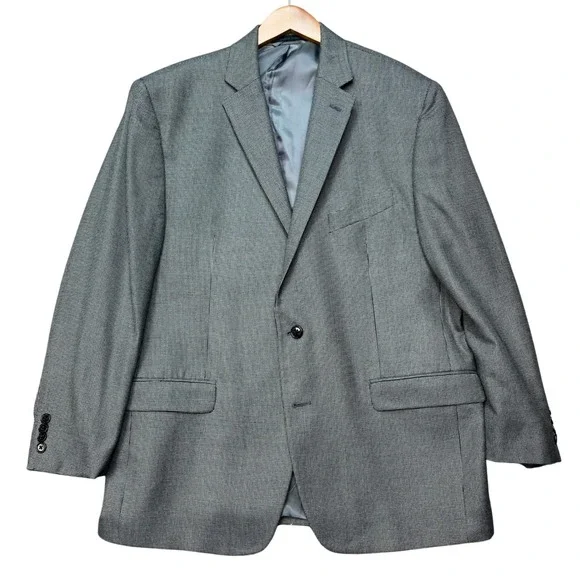 Lauren Ralph Lauren Mens 44R Grey Micro Houndstooth Two Button Blazer Sport Coat