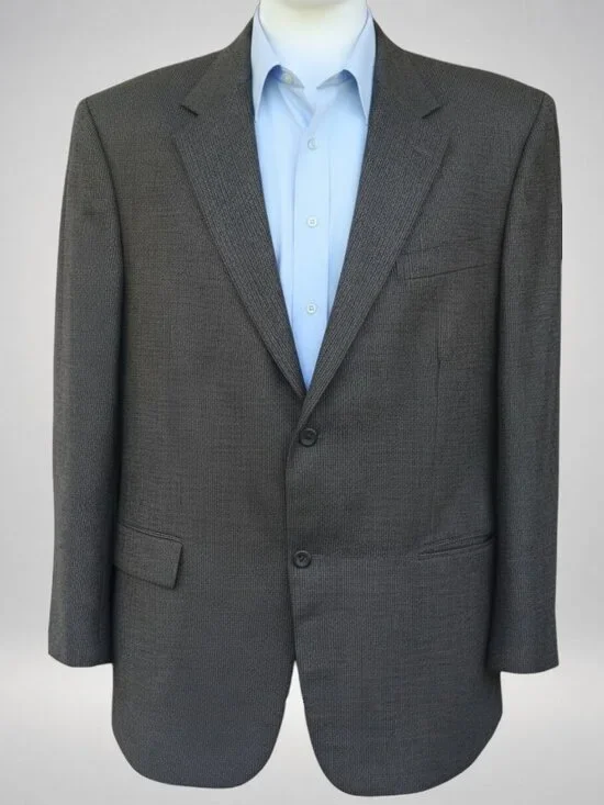 Men's 46R Taupe Houndstooth 100% Lambswool Sport Coat Blazer Geoffrey Beene