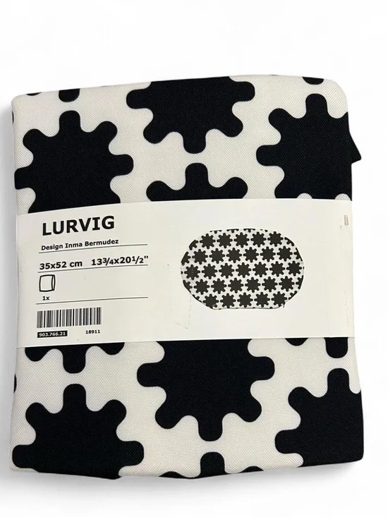 IKEA LURVIG Pet Cushion Bed Cover Black White Geometric 13x20 Inma Bermudez