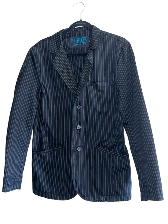 Tripp NYC Navy Blue Pinstripe Cotton Blazer Goth Y2K Grunge Jacket M