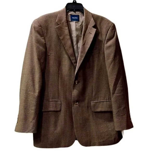 Handsome Nautica Men’s 40R Brown & Grey 100% Wool Sport Coat