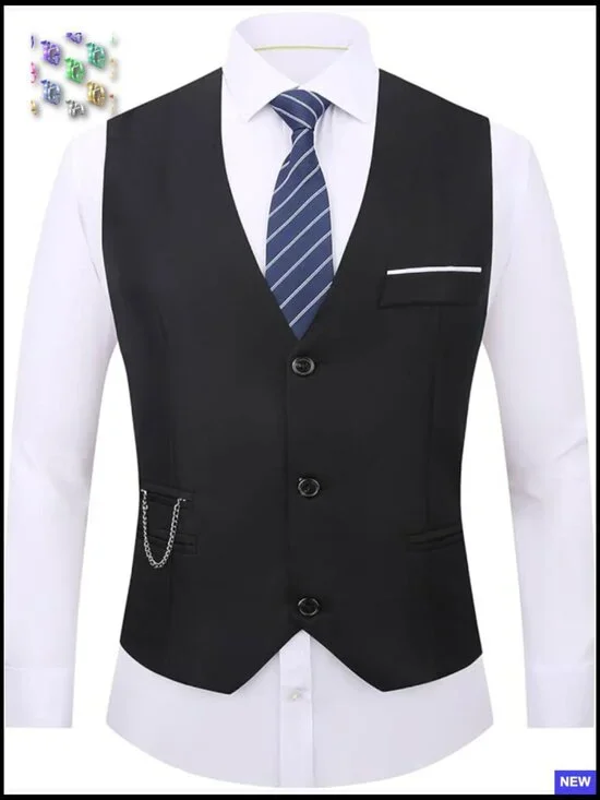 Slim Fit V-Neck Dress Vest Formal Business Tuxedo Sleeveless Waistcoat
