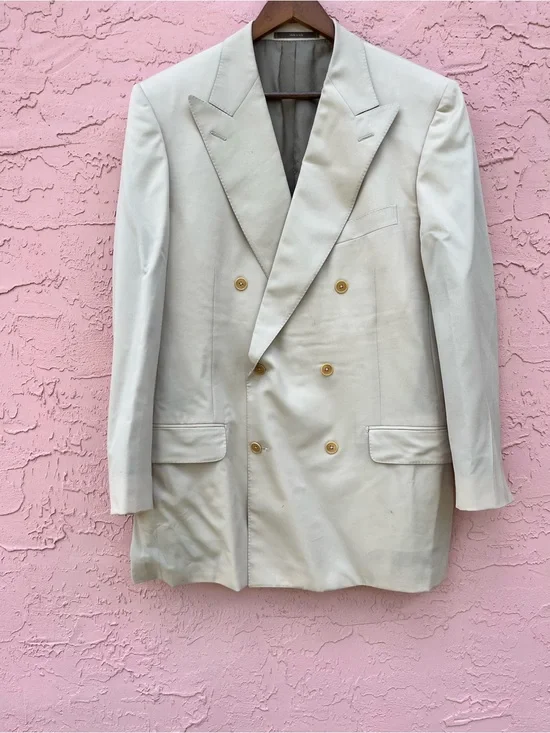 Ermenegildo Zegna Italian Tuxedo Jacket Tan Wool Sport Coat Blazer Flaw