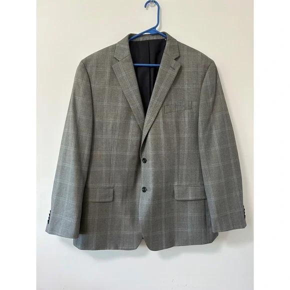 Michael Kors Mens Grey Glen Plaid Two Button Blazer Sport Coat Jacket 46R