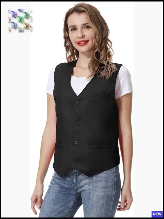 Classic V-Neck Vest Work Uniform Polyester Comfort Fit Unisex Style