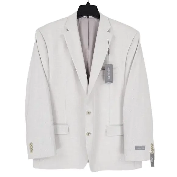 Michael Kors Mens Classic Fit Sport Coat 50R Silver Grey Herringbone Stretch NWT