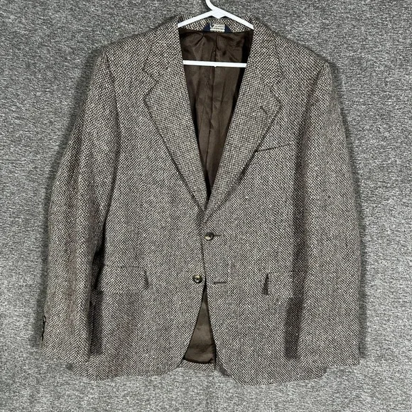 Yorkshire Tweed MOON Blazer Mens 44R Brown Wool‎ Sport Coat England Kuppenheimer