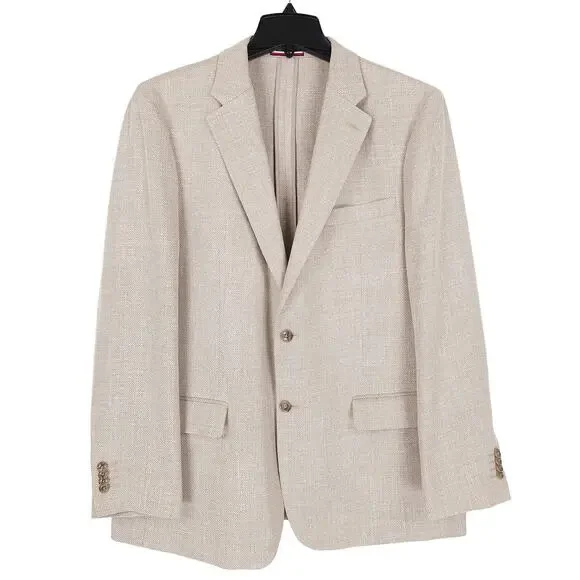 Tommy Hilfiger Mens Modern Fit Sport Coat 44R Tan Solid Stretch Basketweave NWOT