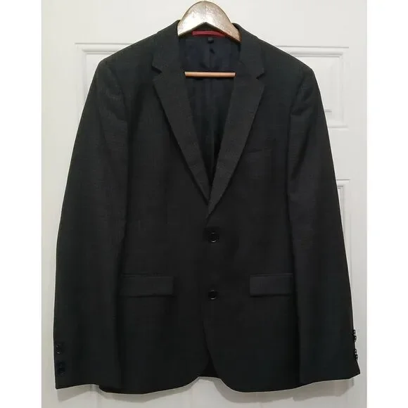 Hugo boss mens 38R Marlene biella houndstooth gray Virgin wool blazer red label