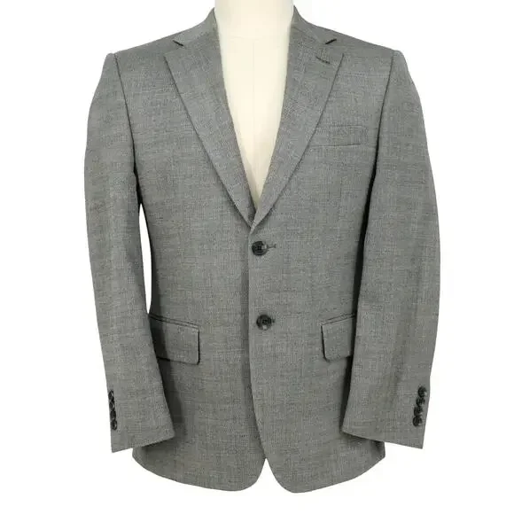 Jos A Bank Sport Coat Mens 38S Gray Silk Wool Jacket Lined Blazer Tailored Fit