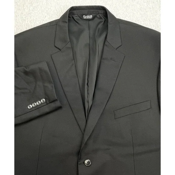 Jos A Bank Blazer Mens 50R Black 100% Wool 2-Button Single Breast Tailored Fit