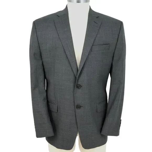 LRL Ralph Lauren Sport Coat Mens 46R Gray Wool Jacket Lined Blazer Preppy Career