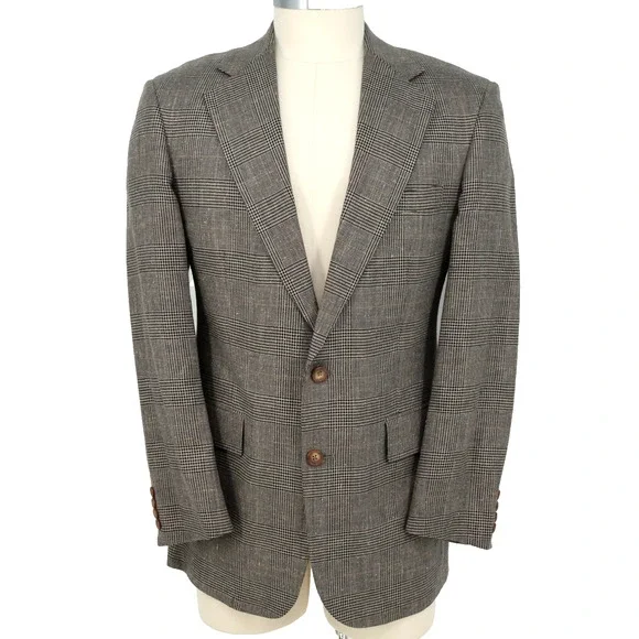 Chaps Ralph Lauren Sport Coat Mens 42L Gray Glen Plaid Jacket Blazer Vintage