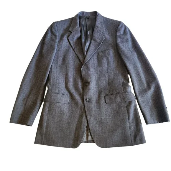 Givenchy Gentleman for Chequers Vintage‎ Blazer Suit Jacket Gray Pinstriped 42R