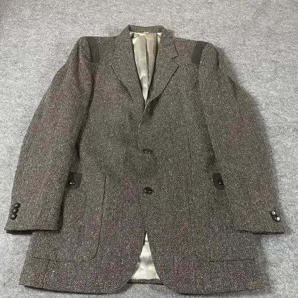 Rubin Blazer Mens 42 Gray Single Breasted Twill Pockets Lined Heavy Wool Wedding
