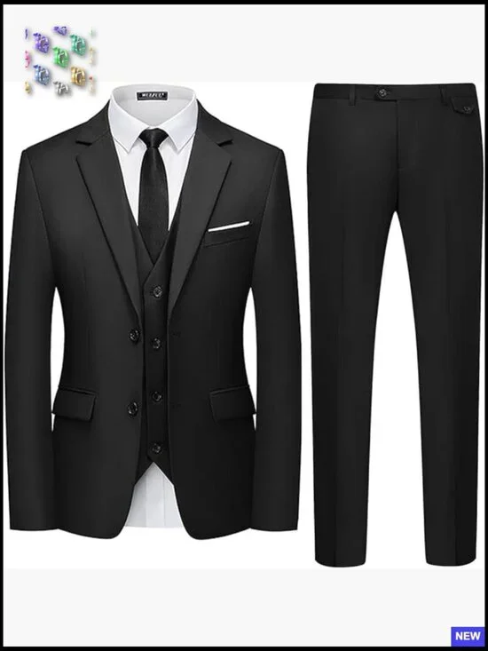 Slim Fit Three Piece Suit Set Formal Classic Elegant Wedding Business Tuxedo