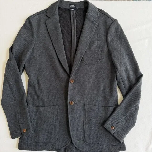 $228 Faherty SZ M Inlet 85% Cotton Knit Blazer Charcoal FLAWLESS