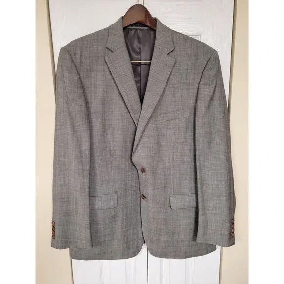 LAUREN Ralph Lauren Mens Gray Plaid 100% Wool Sport Coat‎ Blazer Jacket Size 44R