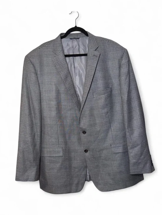 Ralph Lauren 54L Gray Glen Plaid Silk Wool Sport Coat Blazer Made in Canada