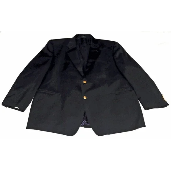Ralph Ralph Lauren Blazer Mens 48R Black Wool Two Button Sport Coat Notch Lapel