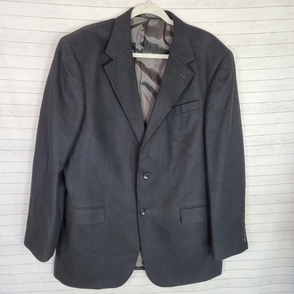 OSCAR DE LA RENTA WOOL CASHMERE BLEND BLACK SPORT COAT, SZ 44L