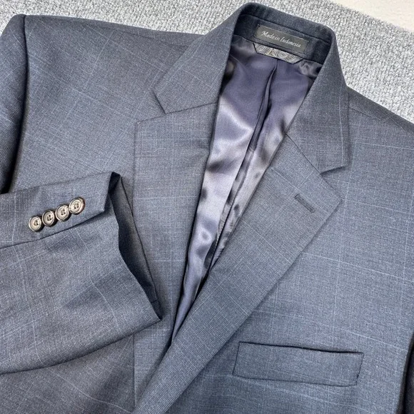 Lauren Ralph Lauren Suit Jacket Mens 42S Navy Blue Wool Plaid 2-Button‎ Blazer