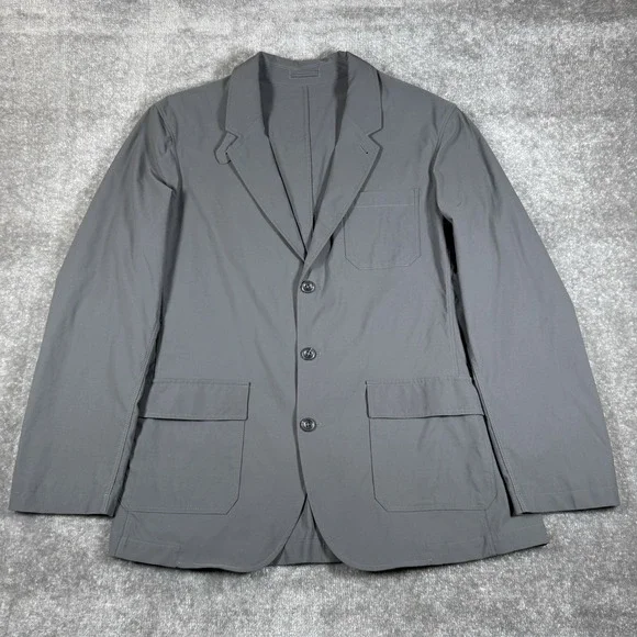 Eddie Bauer‎ Blazer Men's 46 Gray Nylon Spandex Performance Stretch 3 Button
