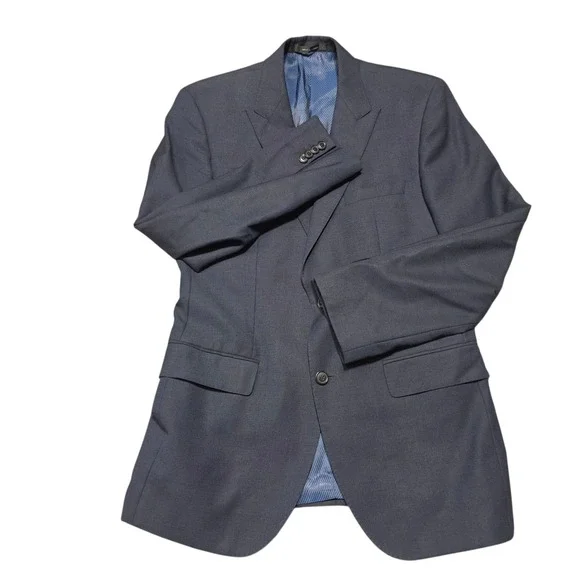 BOSS Hugo Boss‎ Suit Jacket Men 38R Navy Blue Virgin Wool 2-Button Blazer