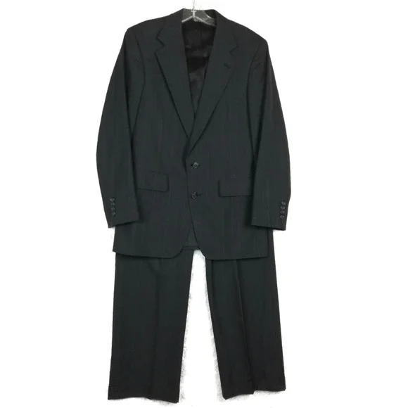 Christian Brooks Mens Suit Blazer Jacket Pants 100% Pure Wool Gray‎ Plaid 40