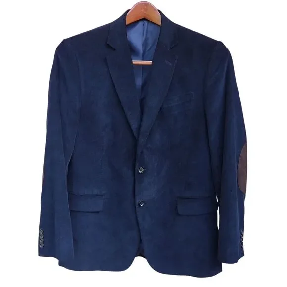 Stafford Men's Navy Corduroy Blazer Size 44‎ Classic Formal Jacket