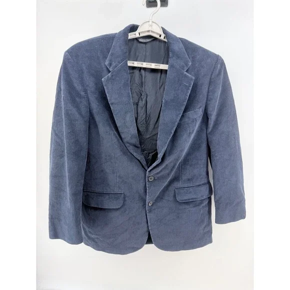 Lands' End Mens Navy Blue Corduroy Sport Coat Blazer Jacket‎ Size 42 Long