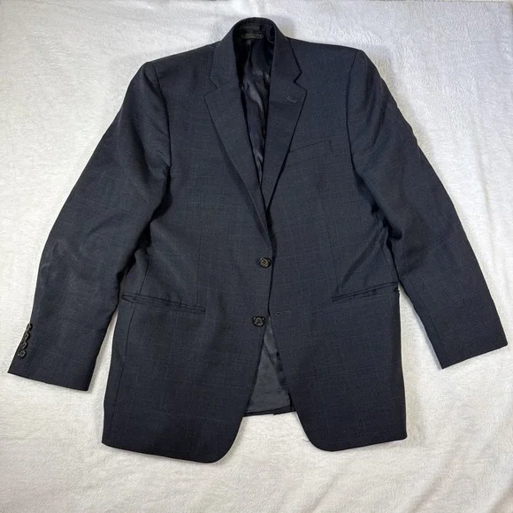 Ralph Lauren Dark Blue Sports Jacket‎ 100% Wool Union Made Canada Vintage 42L