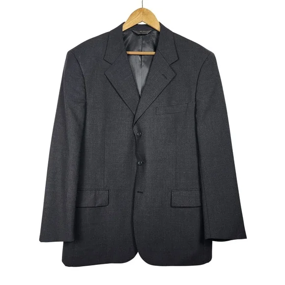 Fortini Italiana Collezione Super 120s Virgin Wool Blazer Mens 40R Charcoal Gray