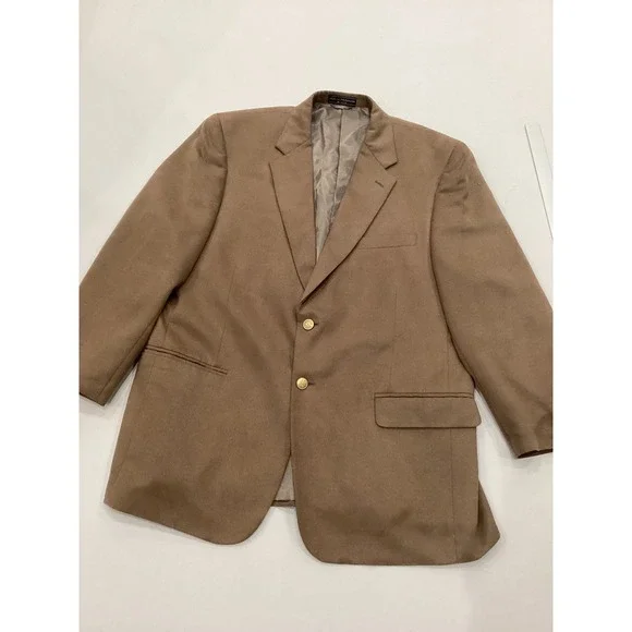 Mens Tan Brown Suede Blazer‎ Jacket 46R Two Button Classic Fit Menswear Travel