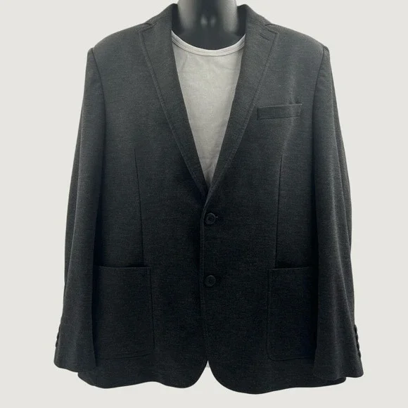 Haggar‎ H26 Brooklyn Blazer Mens Charcoal Grey Tailored Fit Hooded Sport Coat