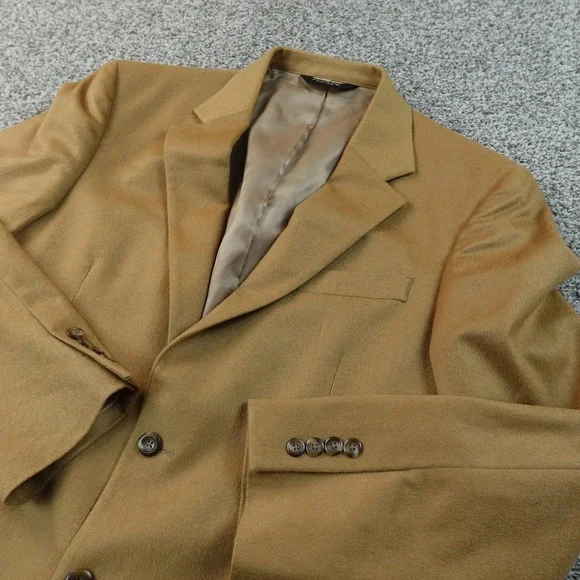 Jos‎ A Bank Blazer Mens 39R Brown Camel Cashmere Button Sport Coat Suit Jacket