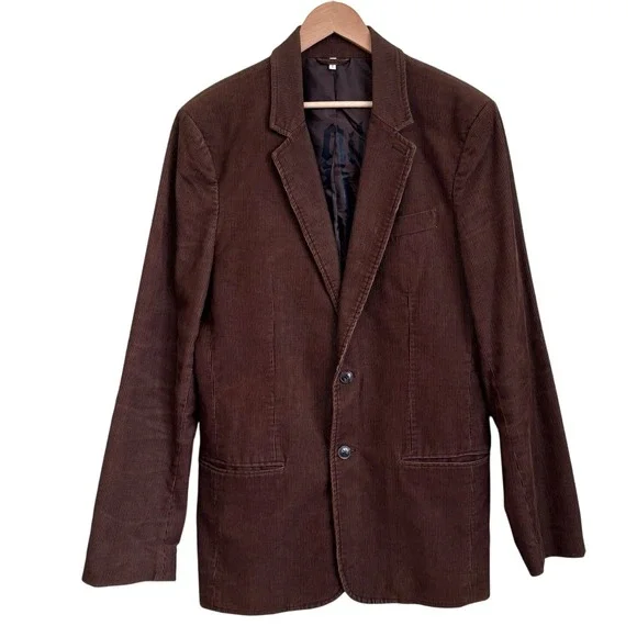 Juicy Couture Mens Vintage Corduroy Blazer Jacket Size 42 Brown Elbow Patches